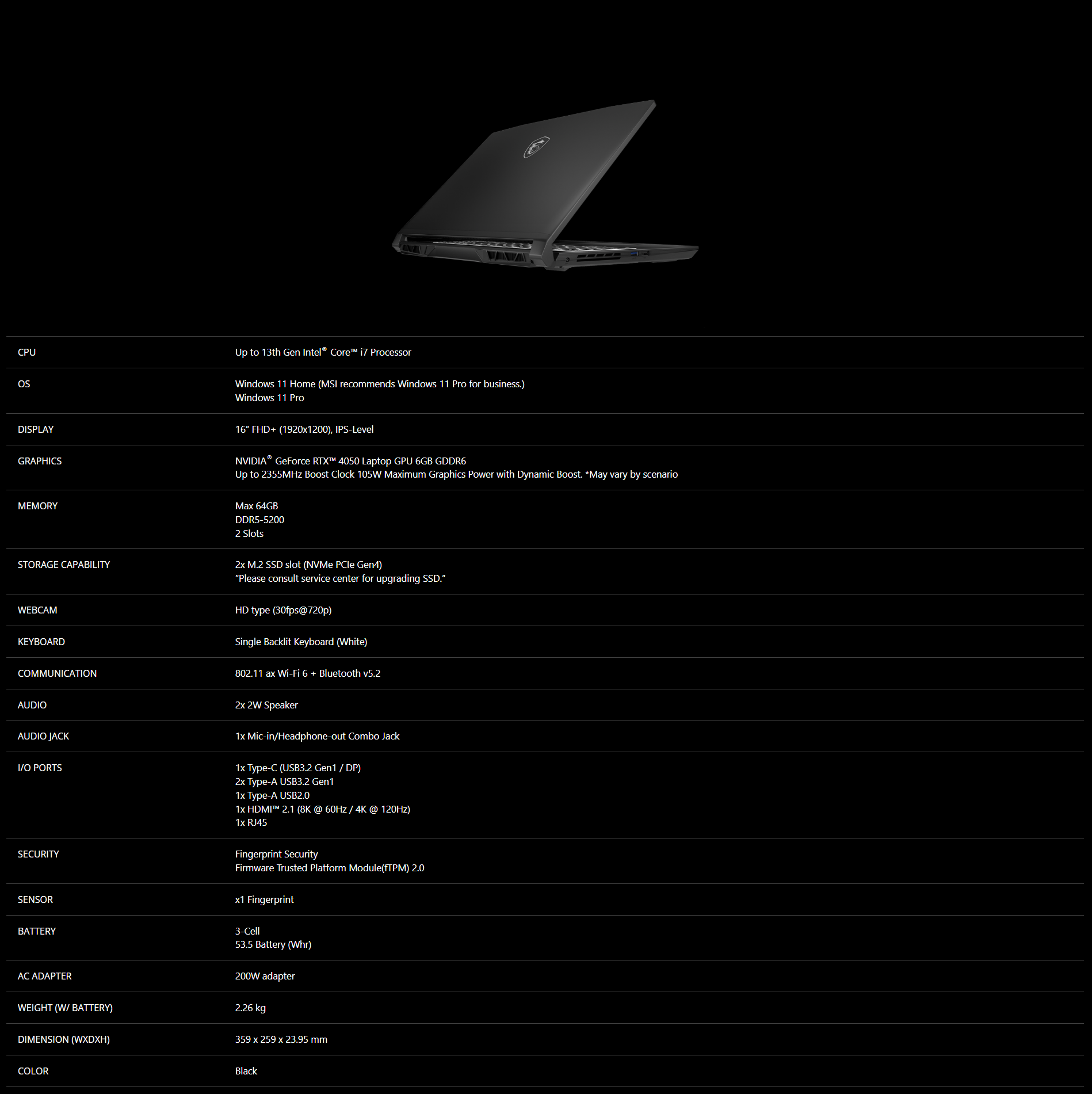 A large marketing image providing additional information about the product MSI Creator M16 (B13V) - 16" 144Hz, 13th Gen i7, RTX 4050, 16GB/1TB - Win 11 Notebook - Additional alt info not provided